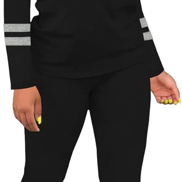 Elegant Women's Slim Fit Striped Sweatsuit Set - Perfect for Workouts or Outings - Picture 1 of 5